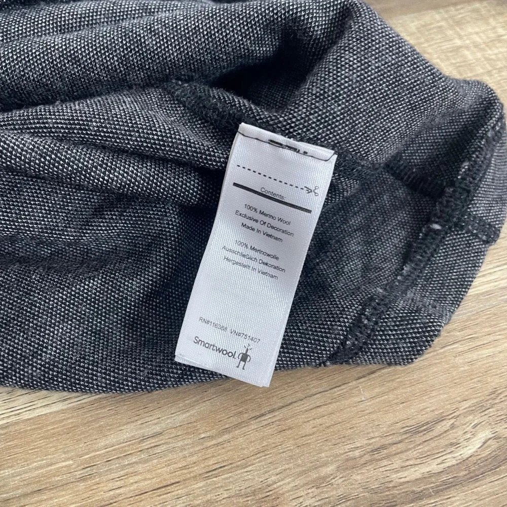 Smartwool Men Quarter Zip Pullover 100% Merino Wool Black Gray Medium Base Layer